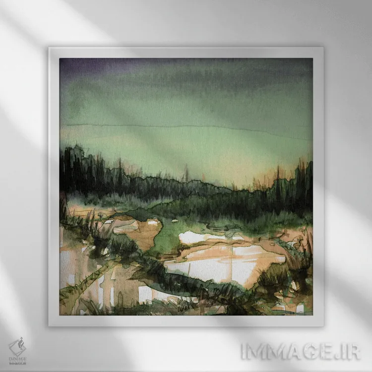 تابلو مدرن غلبه طبیعت سه اثر جولیا دی سانو - نمای قابدار سفید