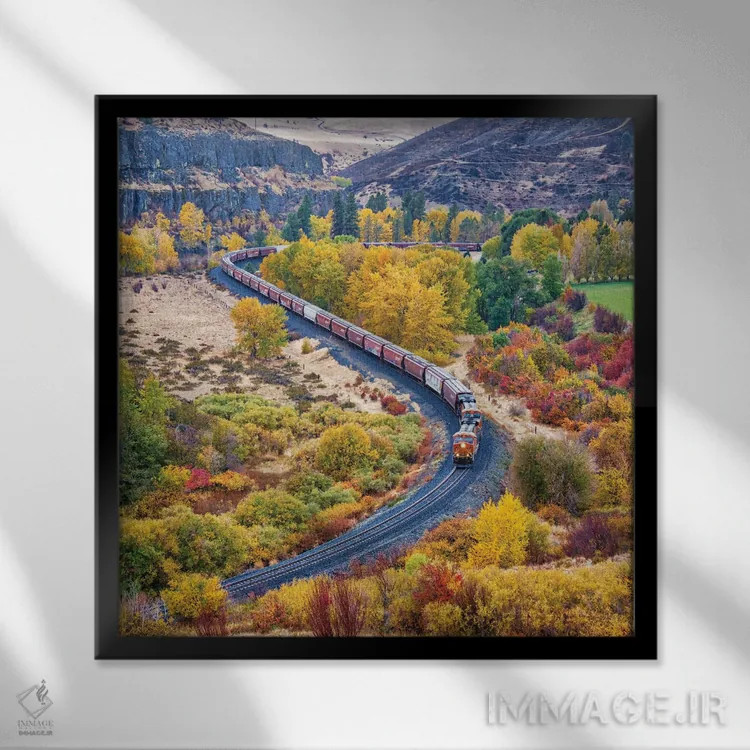 تابلو دکوراتیو Washington State, Kittitas County. Burlington Northern Santa… اثر جولی اگرز - نمای قابدار مشکی