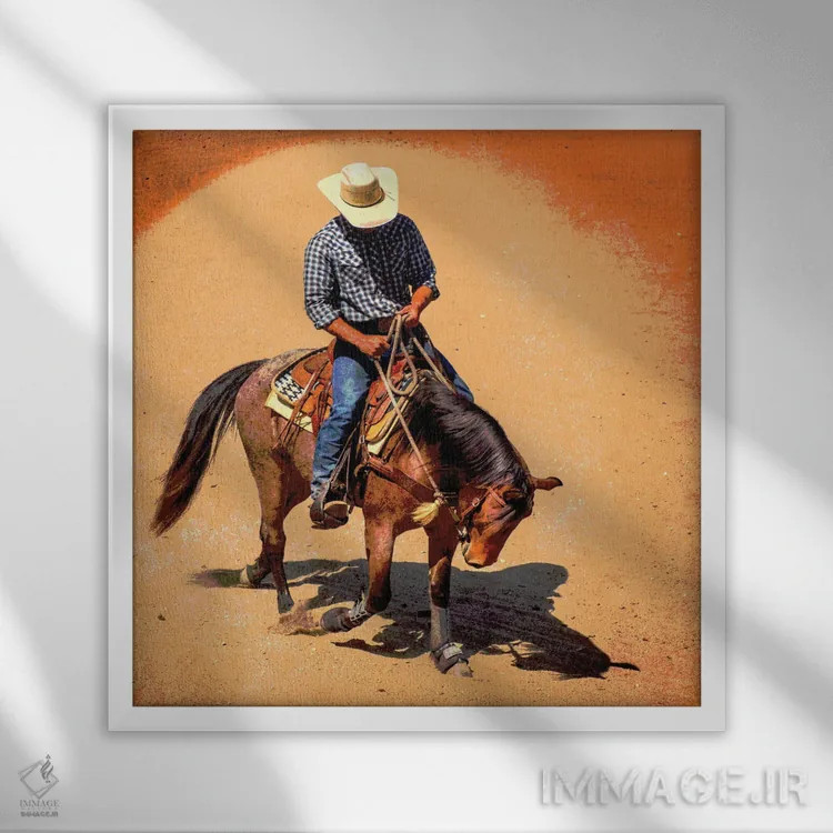 تابلو دکوراتیو کابوی اثر جری کوارت - نمای قابدار سفید