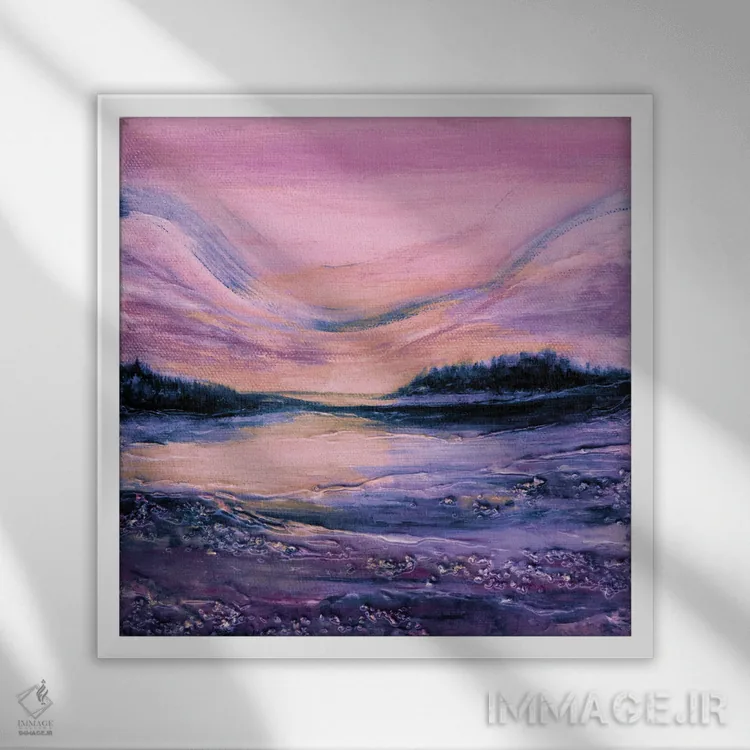 تابلو انتزاعی درخشش غروب یک اثر جولیا دی سانو - نمای قابدار سفید