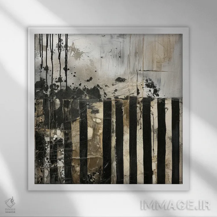 تابلو انتزاعی ترکیب I اثر جی.دی. لوئیس - نمای قابدار سفید