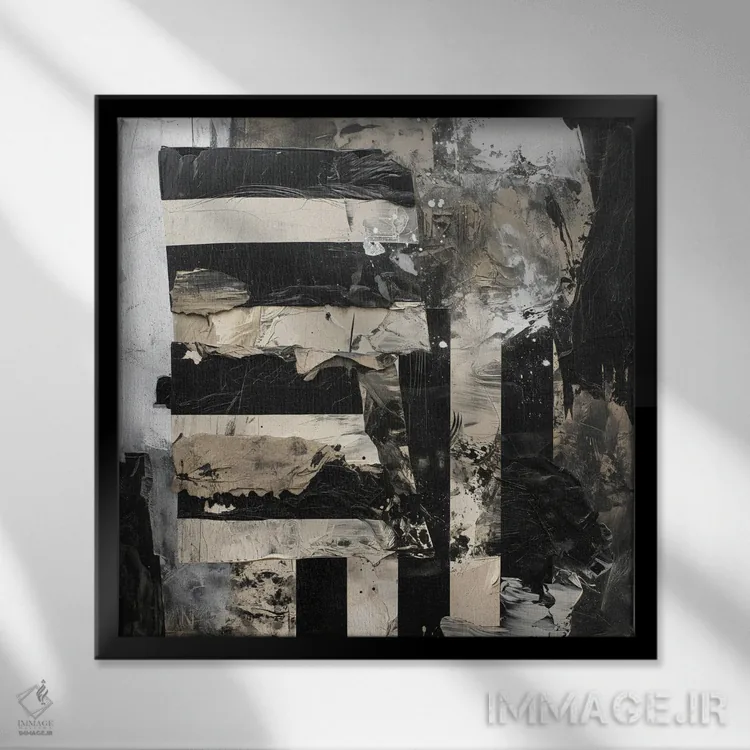 تابلو انتزاعی ترکیب II اثر جی.دی. لوئیس - نمای قابدار مشکی