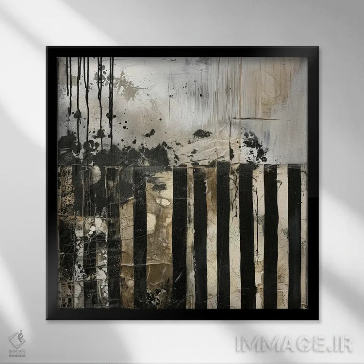 تابلو انتزاعی ترکیب I اثر جی.دی. لوئیس - نمای قابدار مشکی