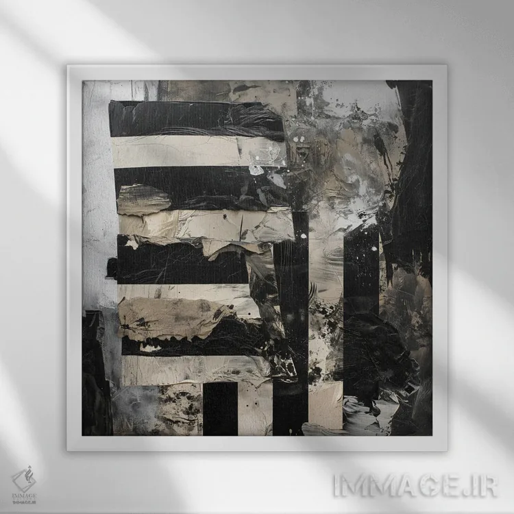 تابلو انتزاعی ترکیب II اثر جی.دی. لوئیس - نمای قابدار سفید