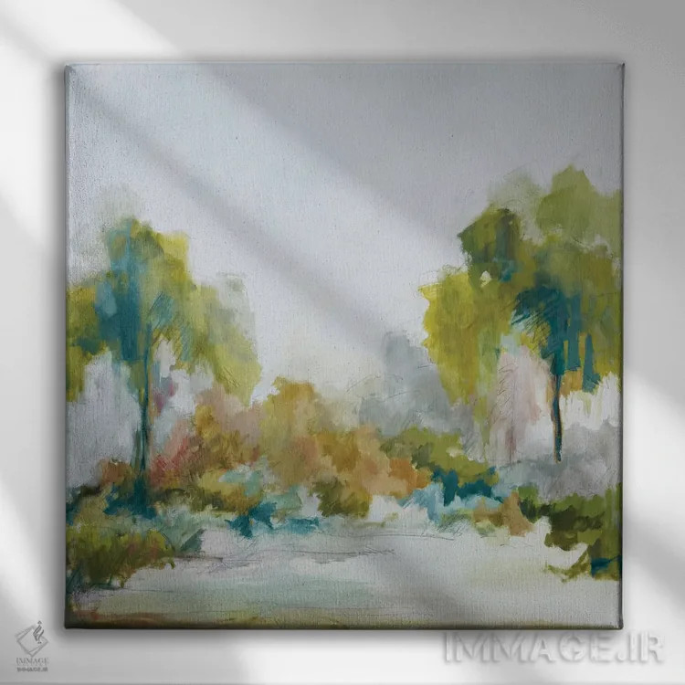 تابلو مدرن بهار سرسبز اثر ژاکلین النز - نمای روبهرو روی دیوار