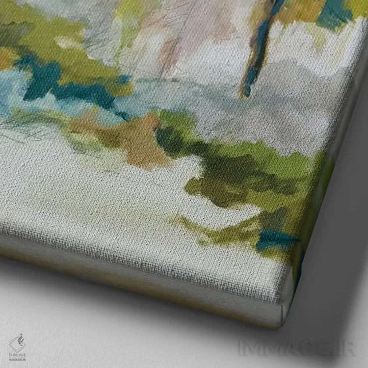 تابلو مدرن بهار سرسبز اثر ژاکلین النز - نمای نزدیک بافت بوم