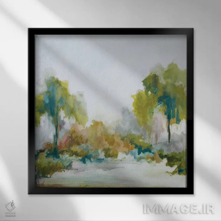 تابلو مدرن بهار سرسبز اثر ژاکلین النز - نمای قابدار مشکی