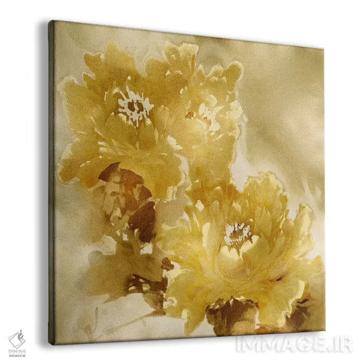 تابلو دکوراتیو شکوفه گل بر طلا ۱ اثر جسی استیونس - نمای پرسپکتیو محصول