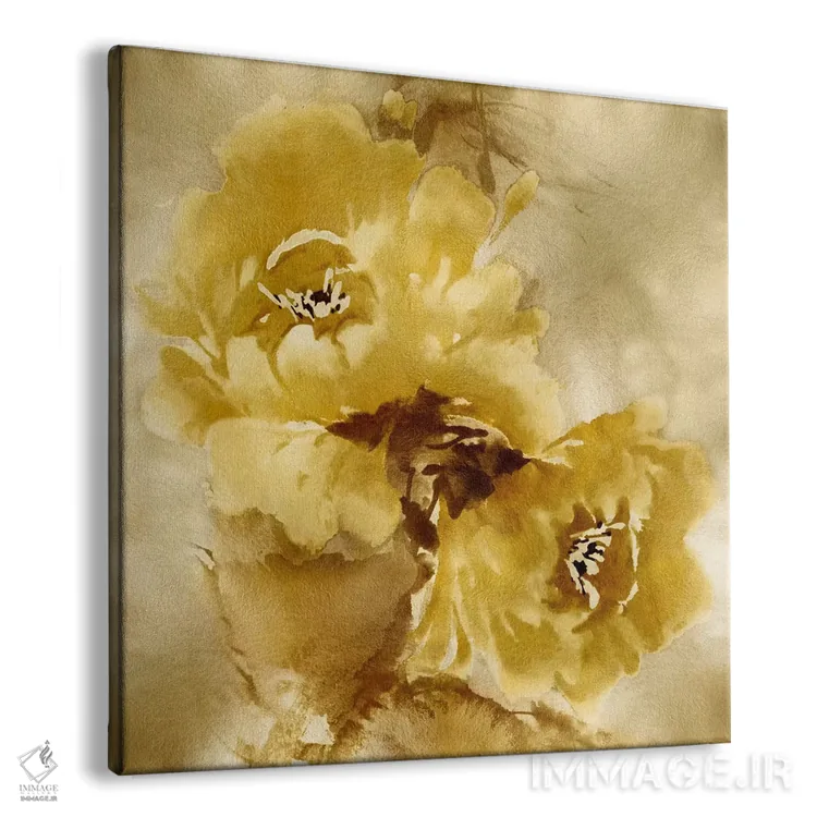 تابلو دکوراتیو شکوفه گل بر طلا ۲ اثر جسی استیونس - نمای پرسپکتیو محصول