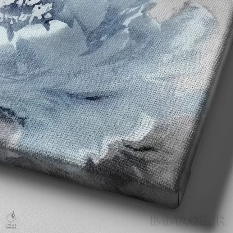 تابلو دکوراتیو شکوفه گل بر نقره ۱ اثر جسی استیونس - نمای نزدیک بافت بوم