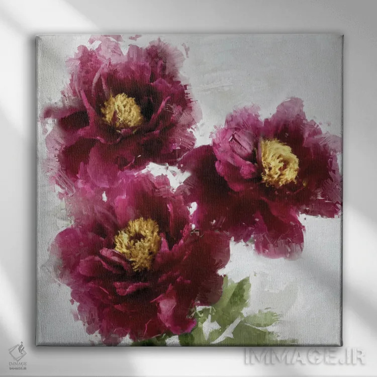 تابلو دکوراتیو شکوفه زرشکی ۱ اثر جسی استیونس - نمای روبهرو روی دیوار