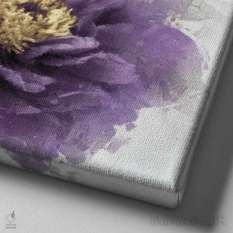 تابلو دکوراتیو شکوفه بنفش ۲ اثر جسی استیونس - نمای نزدیک بافت بوم