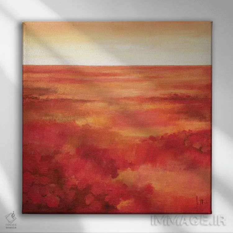 تابلو انتزاعی گل های وحشی ۱ اثر جتی روزبوم - نمای روبهرو روی دیوار