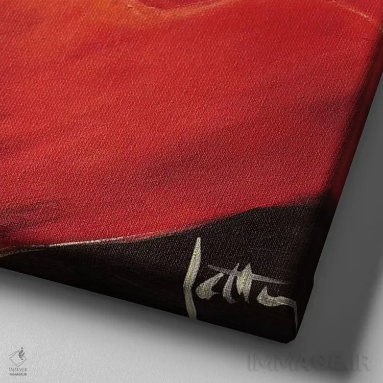 تابلو دکوراتیو زیبایی سرخ ۱ اثر جتی روزبوم - نمای نزدیک بافت بوم