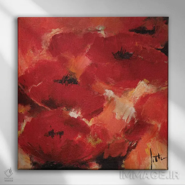 تابلو انتزاعی گل های انتزاعی ۲ اثر جتی روزبوم - نمای روبهرو روی دیوار