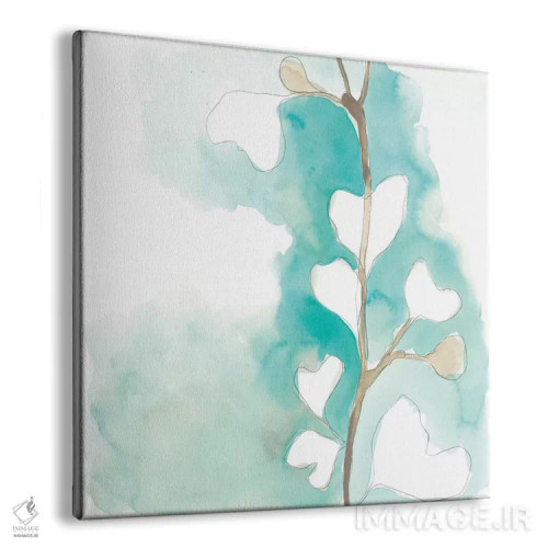 تابلو مینیمال گینکوی سبزآبی و اخرایی ۳ اثر جون اریکا وس - نمای پرسپکتیو محصول