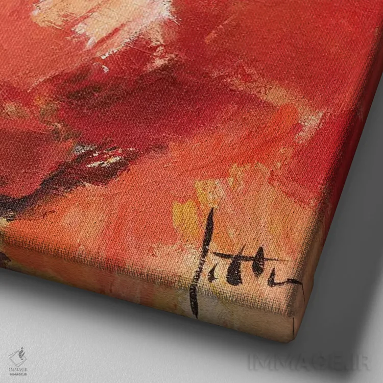 تابلو انتزاعی گل های انتزاعی ۲ اثر جتی روزبوم - نمای نزدیک بافت بوم