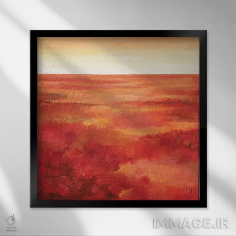 تابلو انتزاعی گل های وحشی ۱ اثر جتی روزبوم - نمای قابدار مشکی