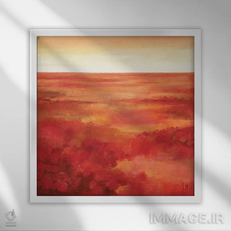 تابلو انتزاعی گل های وحشی ۱ اثر جتی روزبوم - نمای قابدار سفید