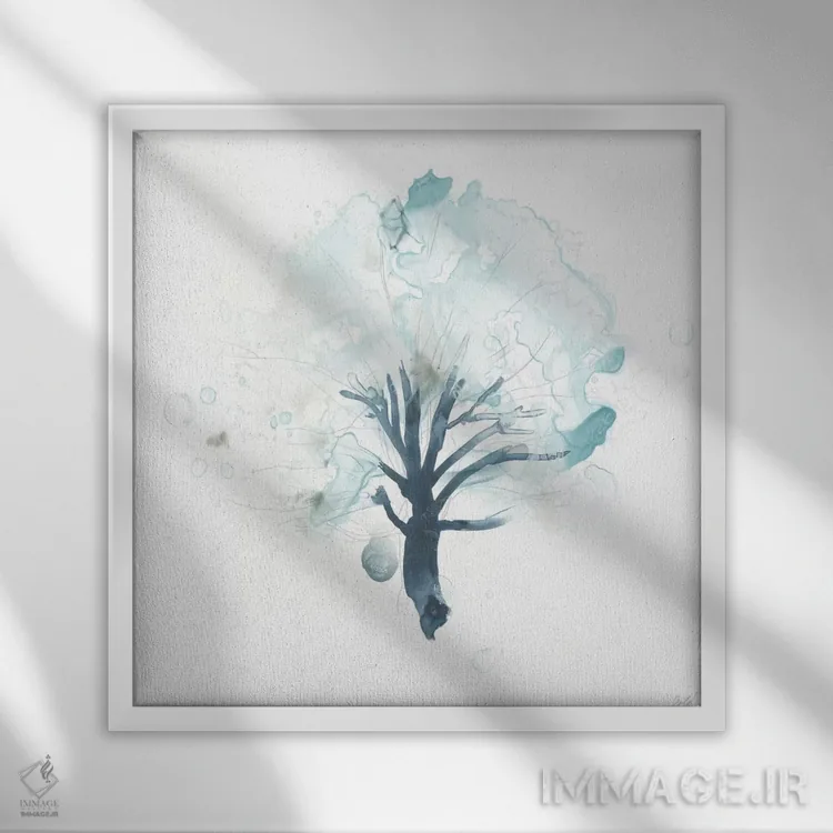 تابلو انتزاعی آربور مایع ۱ اثر جون اریکا وس - نمای قابدار سفید