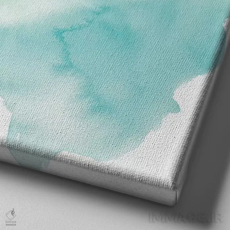 تابلو مینیمال گینکوی سبزآبی و اخرایی ۷ اثر جون اریکا وس - نمای نزدیک بافت بوم