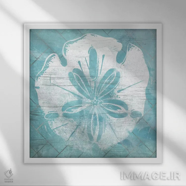 تابلو دکوراتیو صدف آسمانی ۴ اثر جون اریکا وس - نمای قابدار سفید