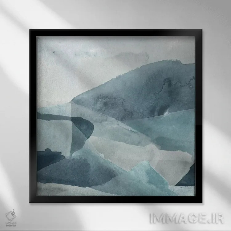 تابلو انتزاعی رنج آبی دو اثر جون اریکا وس - نمای قابدار مشکی