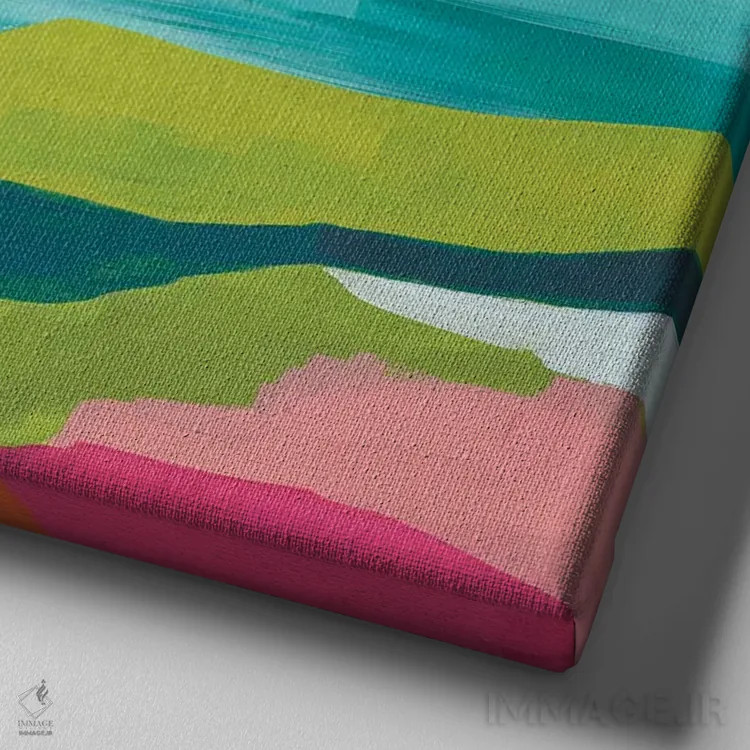 تابلو انتزاعی ساحل کالیدوسکوپ دو اثر جون اریکا وس - نمای نزدیک بافت بوم