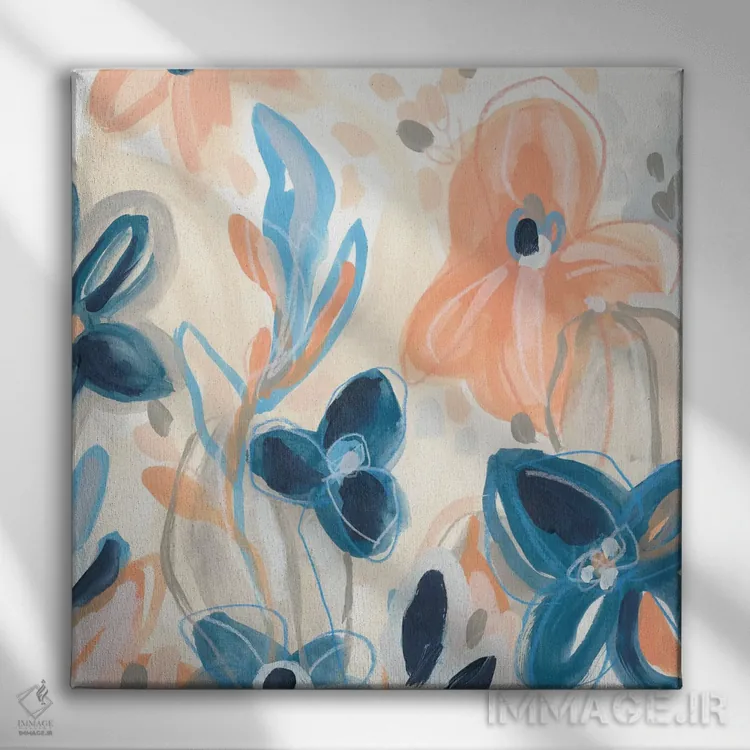 تابلو انتزاعی شکوفه های سفالی چهار اثر جون اریکا وس - نمای روبهرو روی دیوار