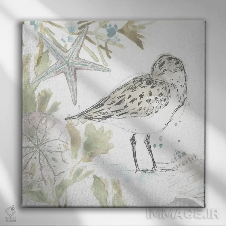 تابلو دکوراتیو مرغ های ساحلی یک اثر جون اریکا وس - نمای روبهرو روی دیوار