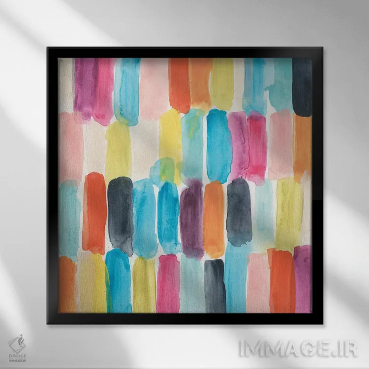 تابلو انتزاعی حرکت قلمو یک اثر جون اریکا وس - نمای قابدار مشکی