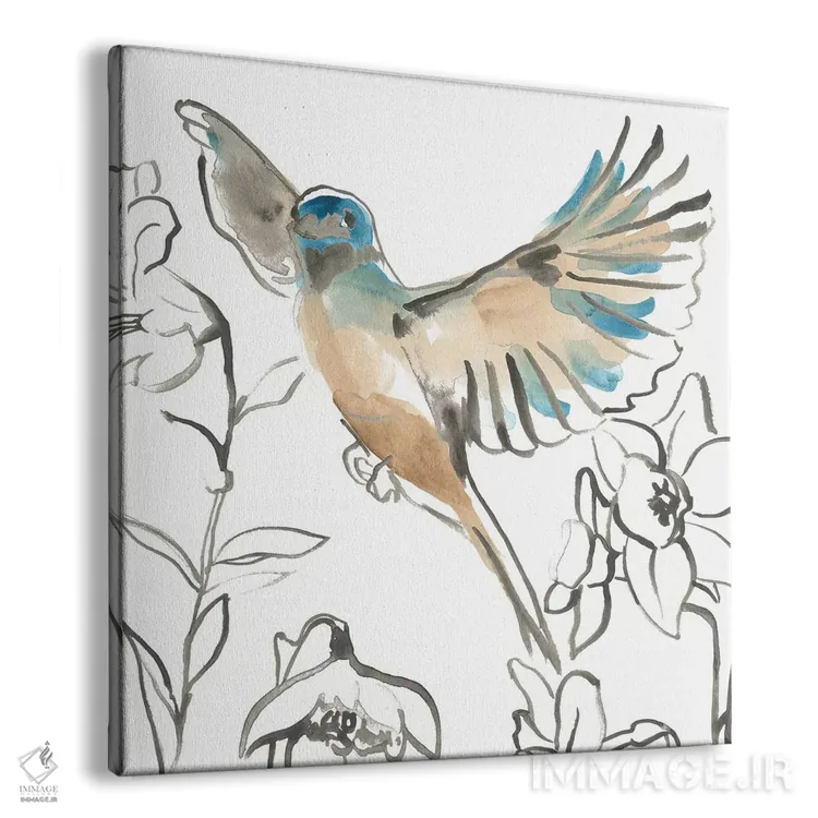 تابلو دکوراتیو چمنزار پرنده آوازخوان چهار اثر جون اریکا وس - نمای پرسپکتیو محصول