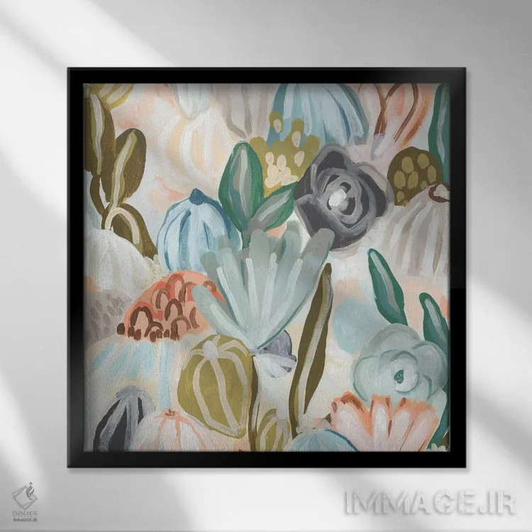 تابلو مدرن باغ با چتر آفتابی دو اثر جون اریکا وس - نمای قابدار مشکی