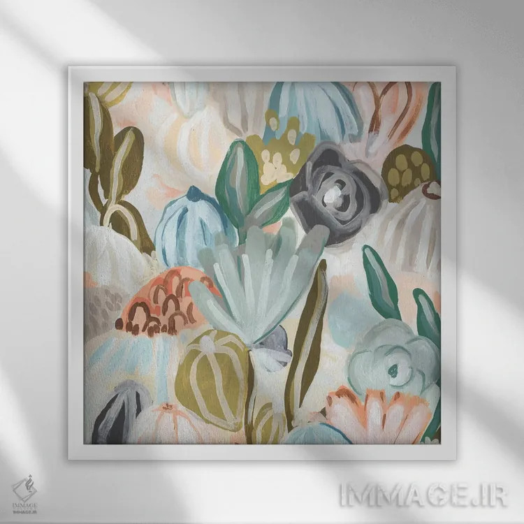 تابلو مدرن باغ با چتر آفتابی دو اثر جون اریکا وس - نمای قابدار سفید