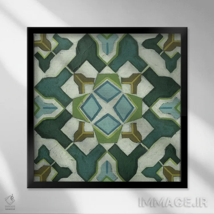 تابلو انتزاعی کاشی میدان نخل ۱ اثر جون اریکا وس - نمای قابدار مشکی