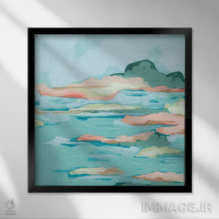 تابلو انتزاعی ساحل کف دریا ۲ اثر جون اریکا وس - نمای قابدار مشکی