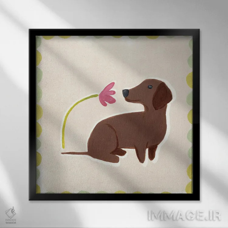 تابلو دکوراتیو شادی داشهوند ۳ اثر جون اریکا وس - نمای قابدار مشکی