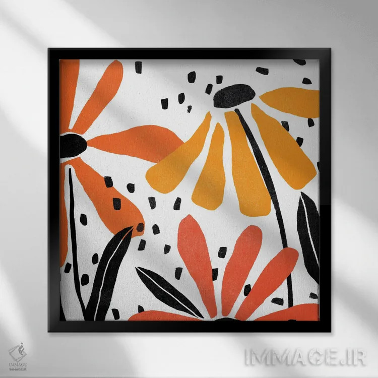 تابلو دکوراتیو باغ کاغذی مدرن ۱ اثر جون اریکا وس - نمای قابدار مشکی