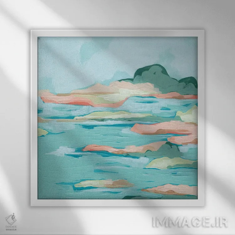 تابلو انتزاعی ساحل کف دریا ۲ اثر جون اریکا وس - نمای قابدار سفید