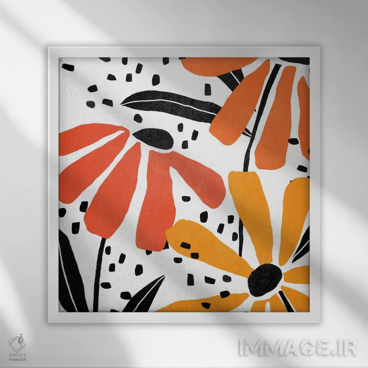 تابلو دکوراتیو باغ کاغذی مدرن ۲ اثر جون اریکا وس - نمای قابدار سفید