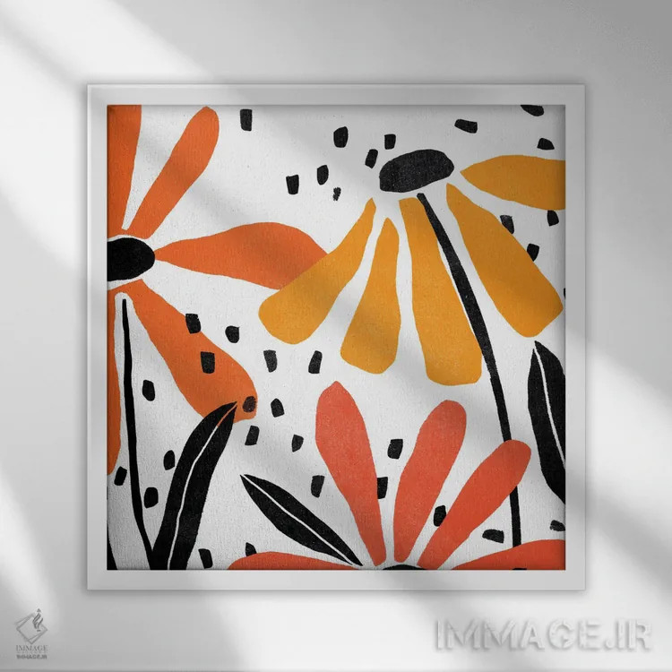 تابلو دکوراتیو باغ کاغذی مدرن ۱ اثر جون اریکا وس - نمای قابدار سفید