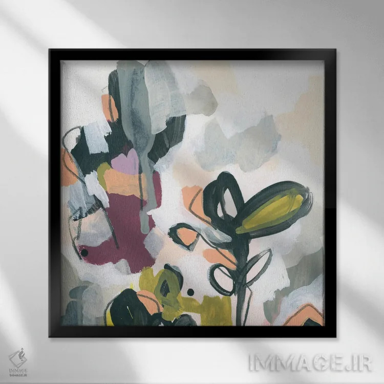 تابلو مینیمال استخراج از باغ ۵ اثر جون اریکا وس - نمای قابدار مشکی