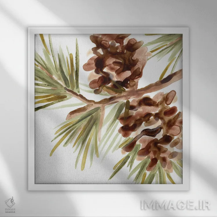 تابلو مینیمال میوه کاج ساده ۴ اثر جون اریکا وس - نمای قابدار سفید