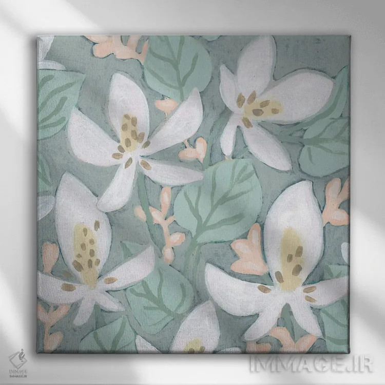 تابلو انتزاعی فرسکوی باغ پاستلی ۲ اثر جون اریکا وس - نمای روبهرو روی دیوار