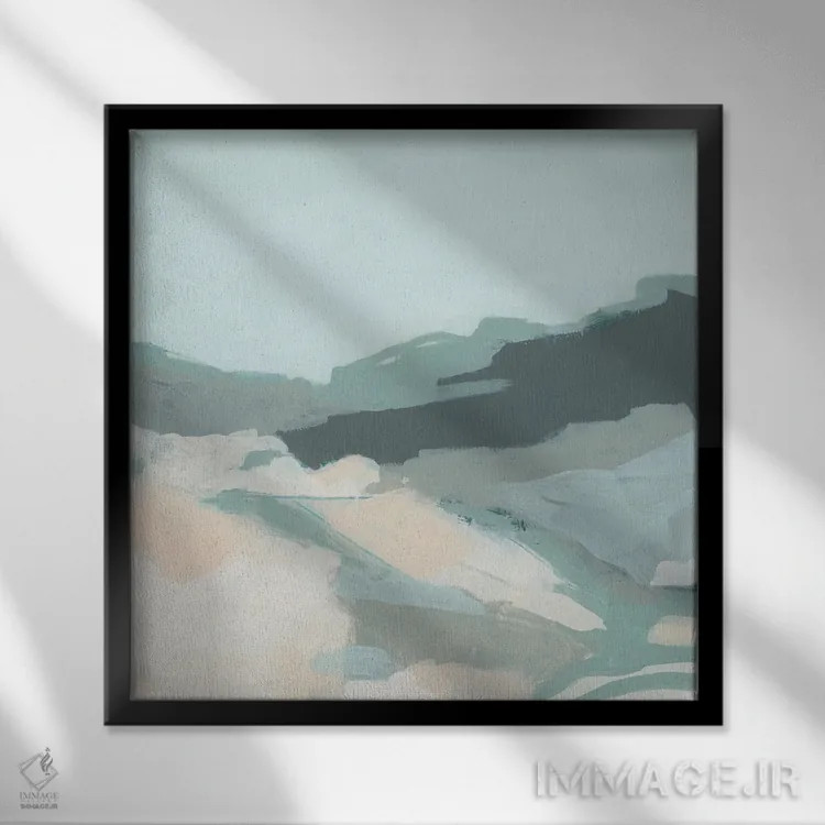 تابلو انتزاعی پاستل فضای باز ۱ اثر جون اریکا وس - نمای قابدار مشکی