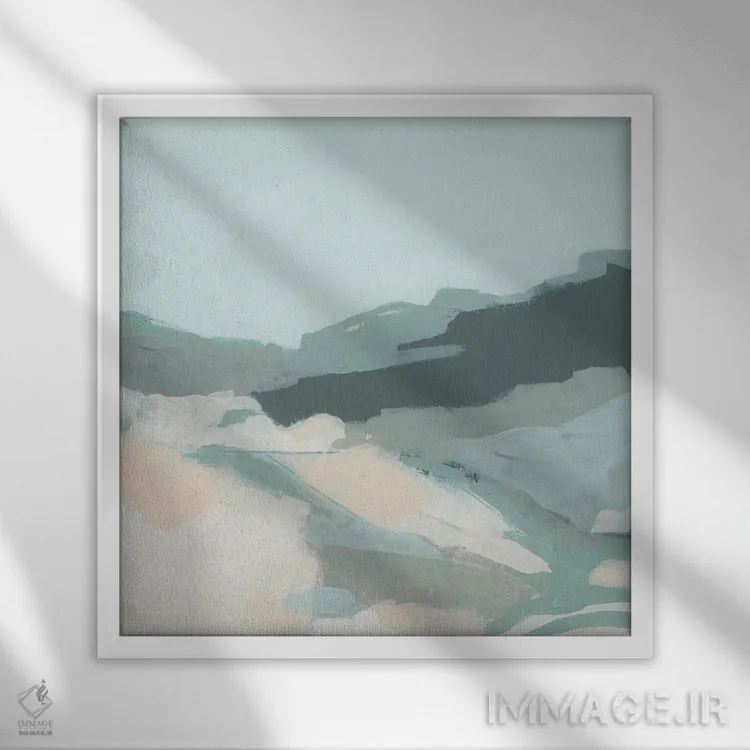 تابلو انتزاعی پاستل فضای باز ۱ اثر جون اریکا وس - نمای قابدار سفید