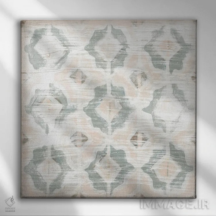 تابلو انتزاعی کاشی گونه سرخ وینتیج ۱ اثر جون اریکا وس - نمای روبهرو روی دیوار