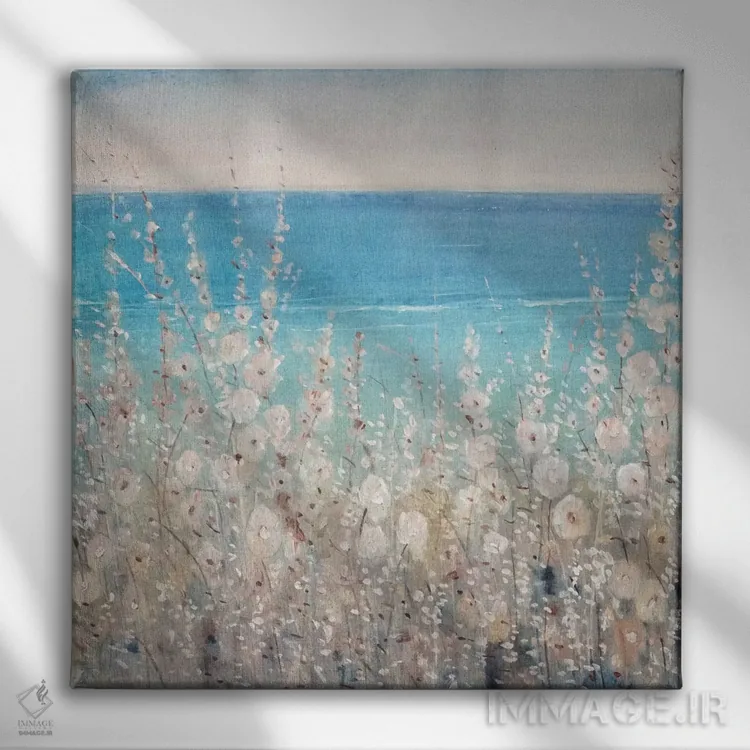 تابلو دکوراتیو گل ها کنار دریا ۲ اثر تیم اوتول - نمای روبهرو روی دیوار