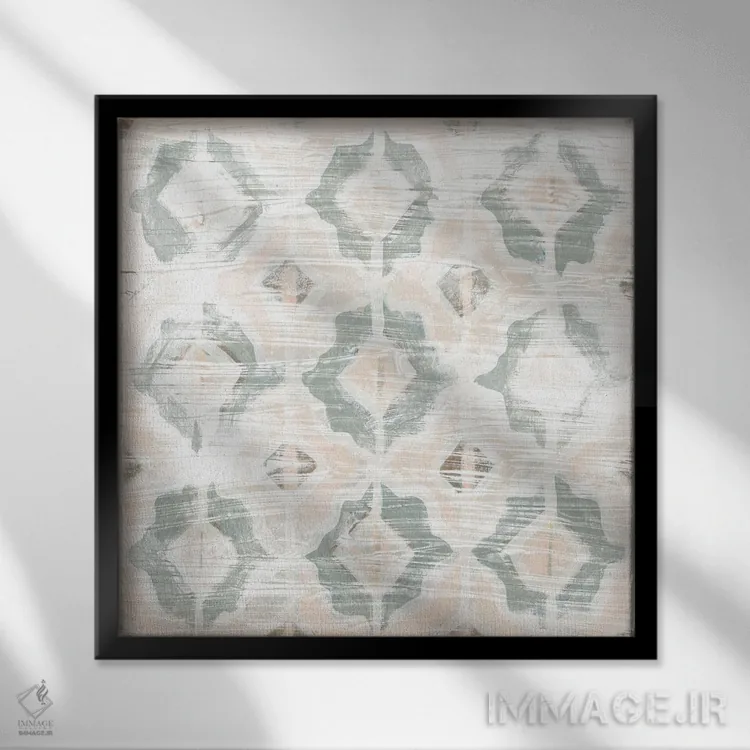 تابلو انتزاعی کاشی گونه سرخ وینتیج ۱ اثر جون اریکا وس - نمای قابدار مشکی