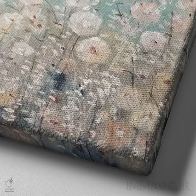 تابلو دکوراتیو گل ها کنار دریا ۲ اثر تیم اوتول - نمای نزدیک بافت بوم